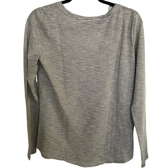 LOFT Vintage Soft Long Sleeve Scoop Neck Top Metallic Strips - Picture 2 of 5